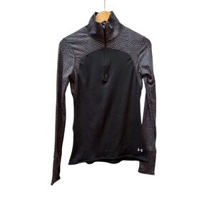 Under Armour ColdGear Fitted Black Snake‎ Print Long Sleeve Half Zip Pullover  M
